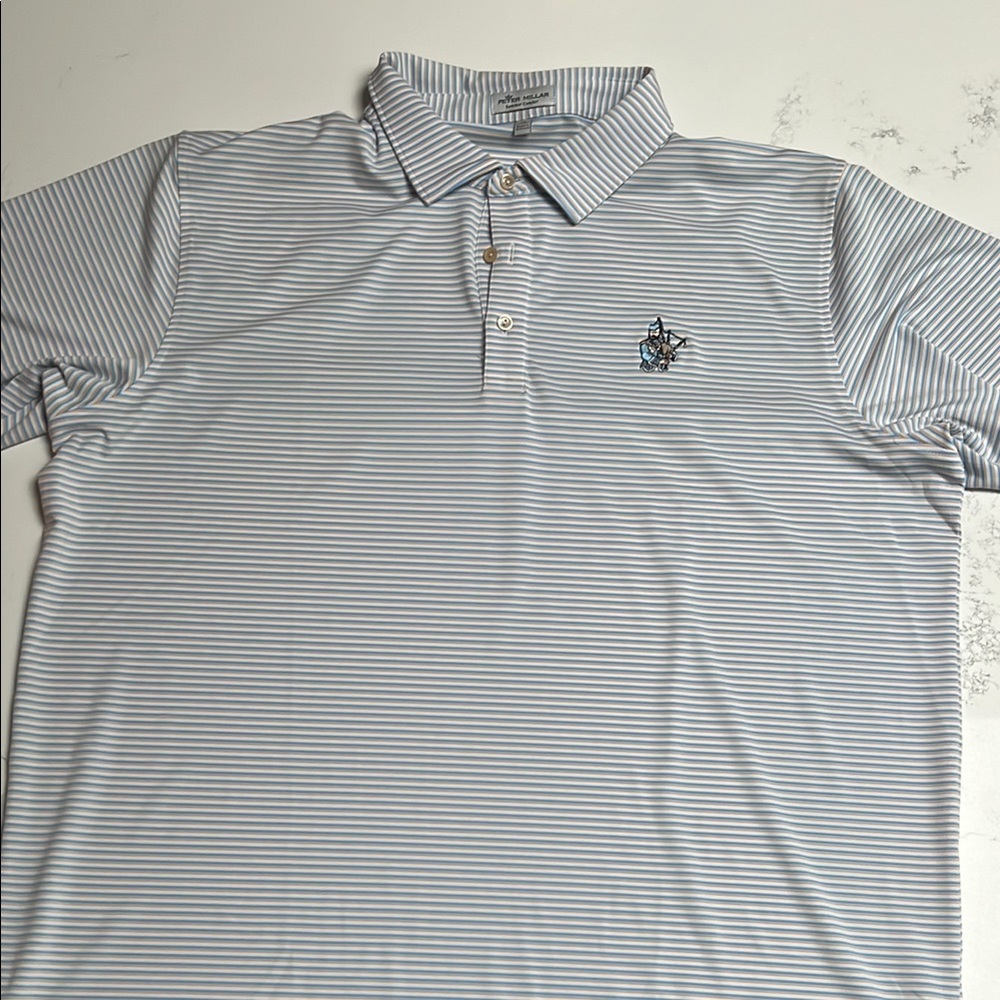Peter Millar Blue and White Polo Shirt Classic Design